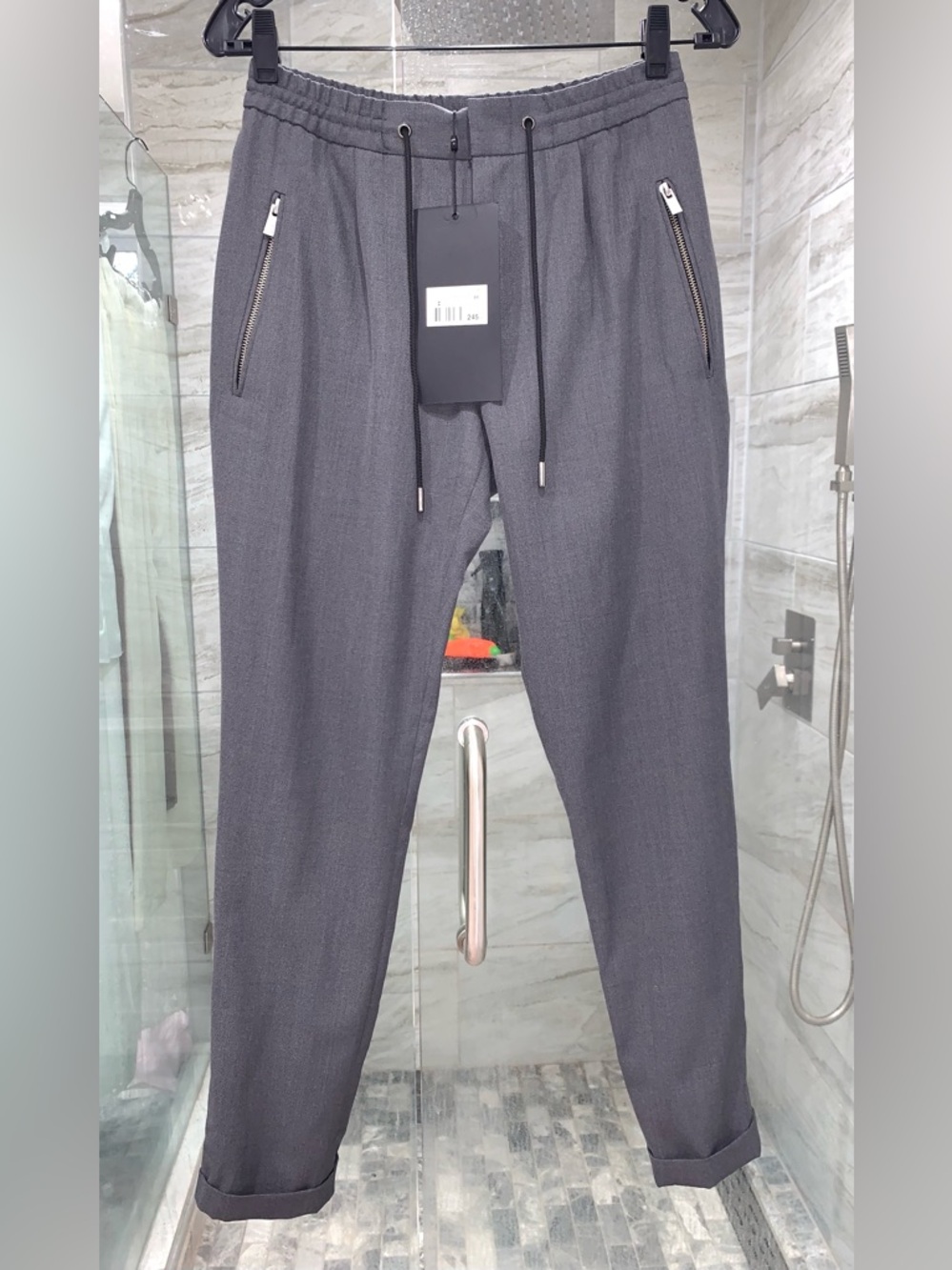 The Kooples $245 NWT  Charcoal Chino Drawstring Pants, size EU 44/US 6-8